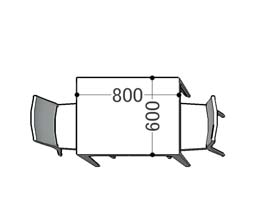 対向2人席：Ｗ800×Ｄ600