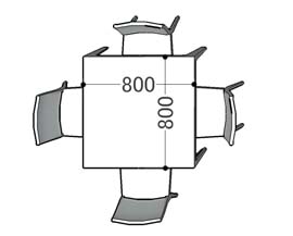 囲み4人席：Ｗ800×Ｄ800