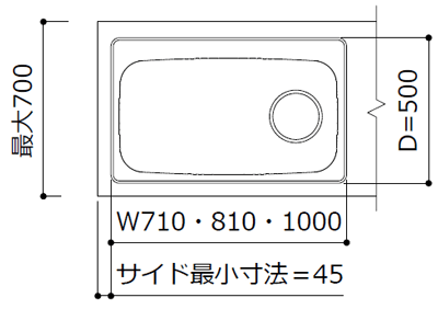 シンクまわり15ｍｍ深絞り加工