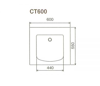 BMC洗面一体カウンターCT600寸法図