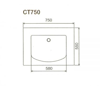 BMC洗面一体カウンターCT750寸法図