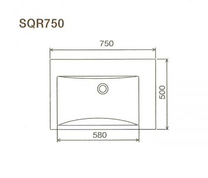 BMC洗面一体カウンターSQR750寸法図