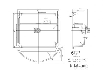 コーリアン洗面ボウル808寸法図