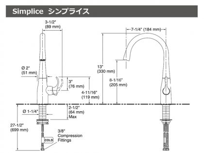 KOHLER K-22034 寸法図