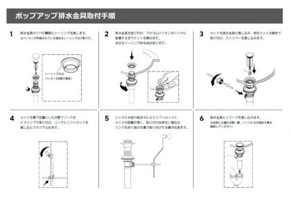 KOHLERポップアップドレイン取付手順