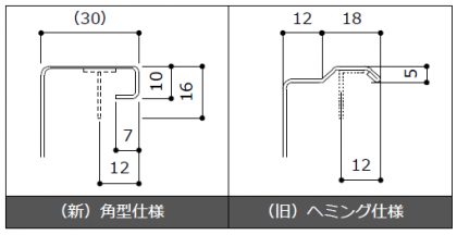 A1mmオーバーシンク天板新旧形状