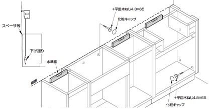 床・壁のレベル調整・壁面固定