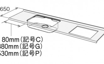 HOUシリーズステンレスワークトップ寸法図