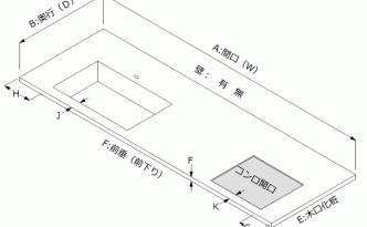 ワークトップワイドI-型寸法図